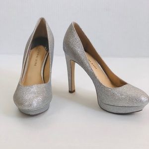 GIANI BINI SILVER SPARKLE HEELS SZ7